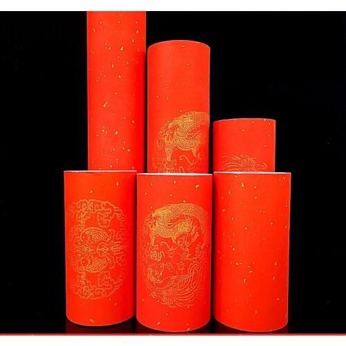 Calligraphy Paper Chines Rolling Half Ripe Red Rice Paper Riisipaperi Chinese Spring Festival Couplets Xuan Paper Rijstpapier