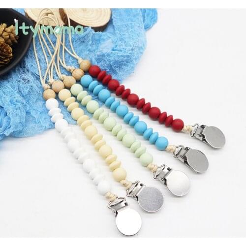 Pacifier Clips Dummy Clip Holder Silicone Beads Pacifier Holder Soother Chains Nipple Attachment Baby Teething Toy Baby Chew