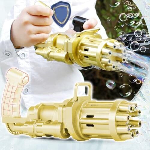 Kids Automatic Gatling Bubble Gun Toys Summer Soap Water Bubble Machine 2-in-1 Electric Bubble Machine For Children Gift Toys