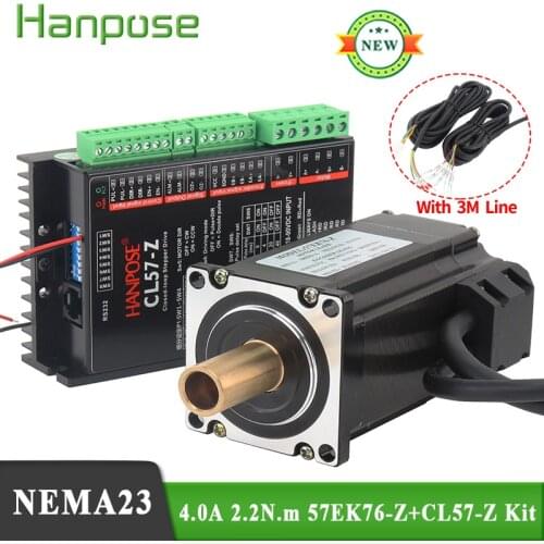 Free Shipping 57EK76-Z Hollow double shaft stepper motor 4.0A 2.0N.M nema23 stepper motor Closed loop + CL57-Z drive motor kit