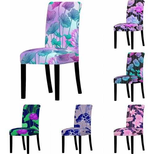 Lotus Lotus Leaf Elastic Chair Cover Polyester Wedding Dining Office Banquet Furniture Protector Anti-dirty Stretch Chair Cover