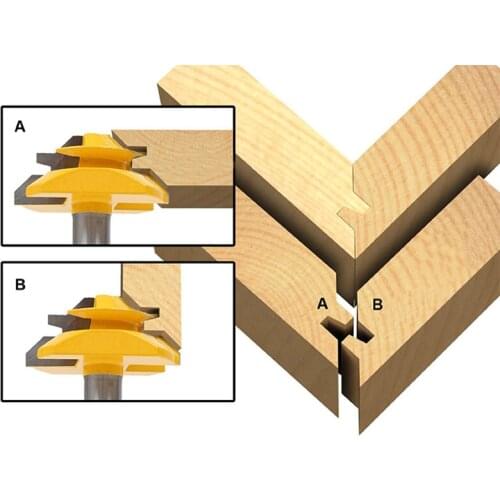1PC 45 Degree Lock Miter Router Bit Diameter 1/4"/8mm Shank Green Wood Cutter For Woodworking Drilling Power Tools