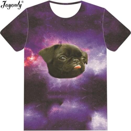 Joyonly Lovely Pugs T-Shirt Hip Hop Black Pug head Floating Space Galaxy T shirt Boys/Girls Tops 3d tshirt 2018 Summer Cool Tees