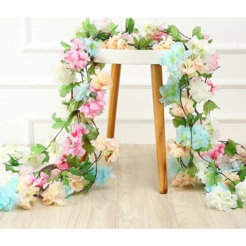 Artificial Sakura Rattan Wedding Arch decoration Vine fake flowers Home party decor Silk Ivy wall cherry Hanging fake flower