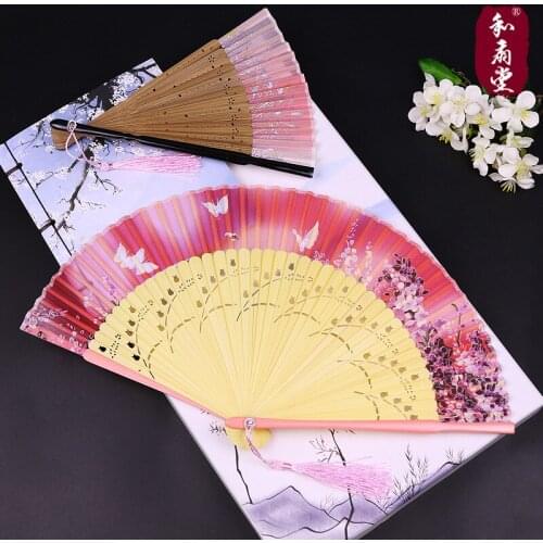 Kimono edo Japanese fan gift fans in silk cotton cherry blossom short loin female fan surface of the lacquer that bake