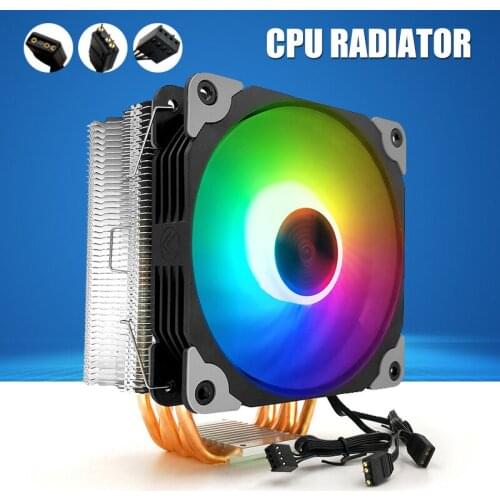 CPU Air Cooler Anti-Vibration Pads Rainbow LED CPU Cooling Quiet Fan For Computer NK-Shopping