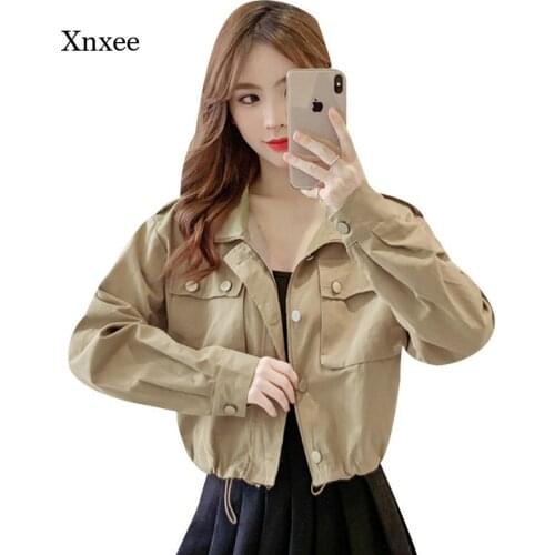 2021 Womens Autumn and Winter Fashion Lapel Jacket Short Section Handsome Womens Solid Color Zipper Jacket Casual and Comforta