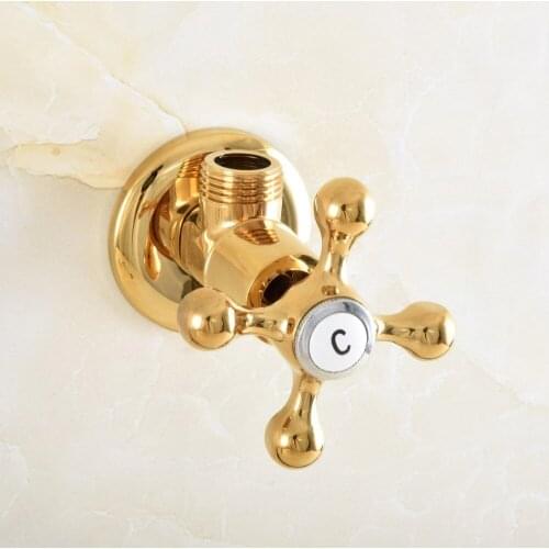 One Gold Color Brass Bathroom Hardware Accessories 1/2" male Angle Stop Valve Dav020