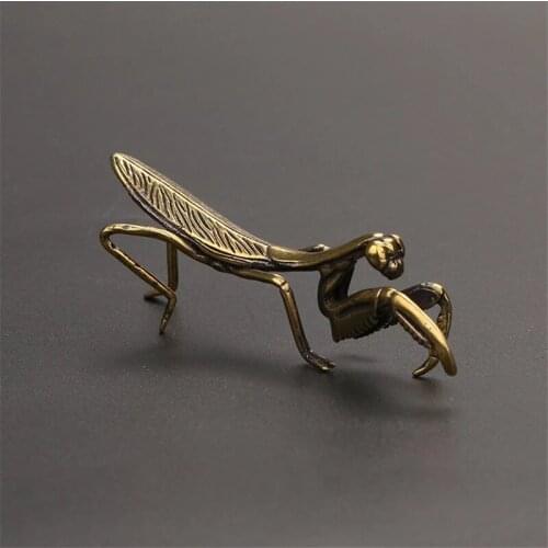 Copper Praying Mantis Miniature Ornaments Retro Flower Pot Decoration Decoration Craft Accessories Tea Pet Antique