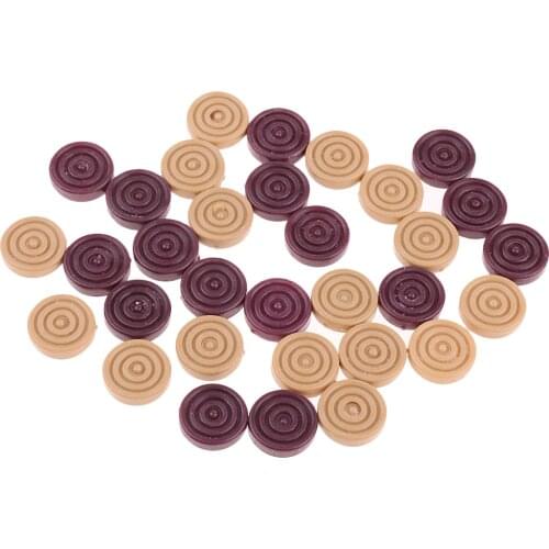 Plastic Backgammon Checkers Set, 0.59 inch, Wooden and Red for Supplement or Replacement of Lost Checkers Game Pieces