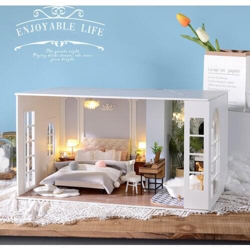 New Large Wooden Dollhouse Miniature With Furniture Kits Daily Home Model Doll House DIY Assemble Toys for Children Gift Casa