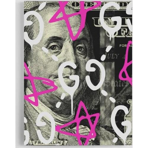 Canvas Print Picture Benjamin Franklin Wall Art Graffiti Painting Home Decoration Famous Character Module Poster for Living Room