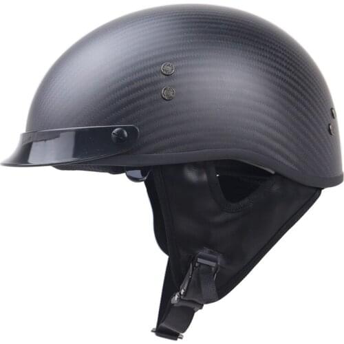 Carbon fiber half face helmet DOT approved low profile motobike helmet Removable and washable lining
