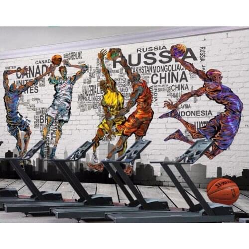 Custom photo 3d wallpaper Basketball dunk master graffiti brick wall painting 3d wall room murals wallpaper for walls 3 d