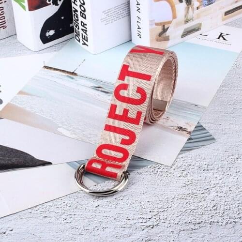 Double D buckle Fashion Trend Mens Womens Belts Letter Canvas Nylon Woven Decoration School Popular Student Couple Waistband