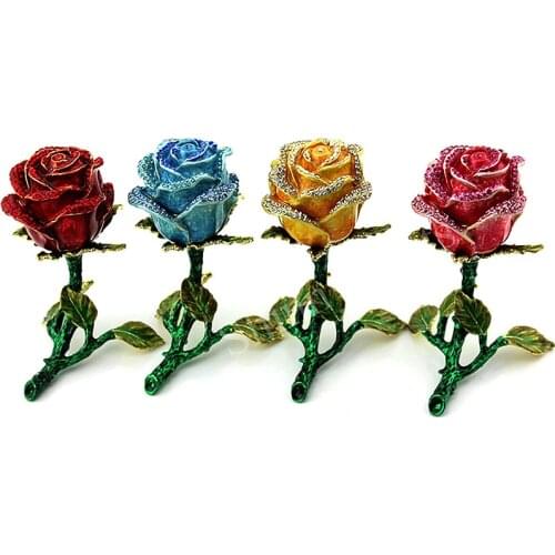 Luxury Alloy Enamel Stereoscopic Rose Flower Jewelry Gift Box Necklace Rings Earrings Gifts Boxes Pack Carrying Cases 4 Colors