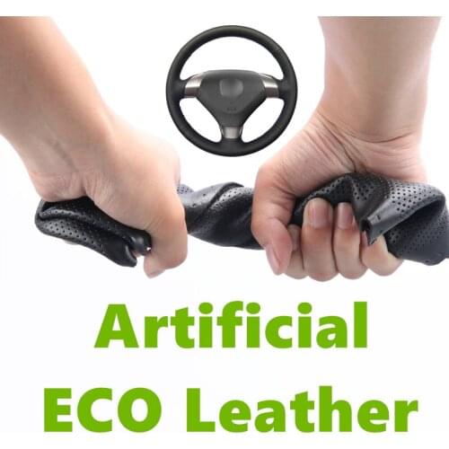 Hand Sewing Black Artificial Leather Car Steering Wheel Covers Wrap Brown for Honda Accord 7 Coupe 2003-2007 (3-Spoke)