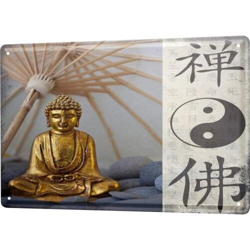 SINCE 2004 Tin Sign Metal Plate Decorative Sign Home Decor Plaques Nostalgic Yin Yang Buddha