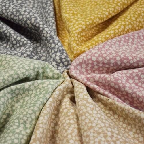 Half Meter Sweet Little Flower Print Brushed Twill Fabric For Autumn Winter Dress Trousers Coat Surface Handmade T1719