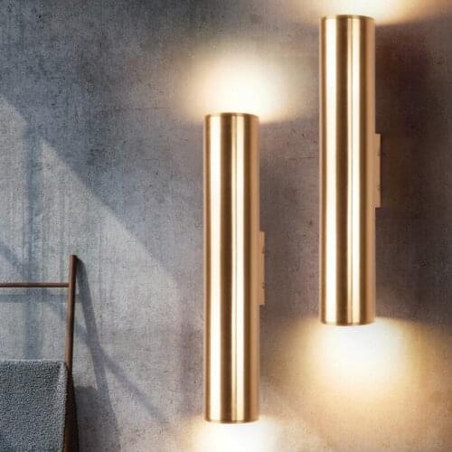 Modern LED wall lamp aluminum wall sconce metal lighting design lamps champagne gold tube light pipe minimalism luxury lights