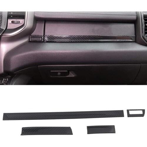 Car Styling 4PCS ABS Carbon Fiber Interior Middle Console Molding Cover Trim for Dodge Ram 1500 2019 2020 2021 Accessories