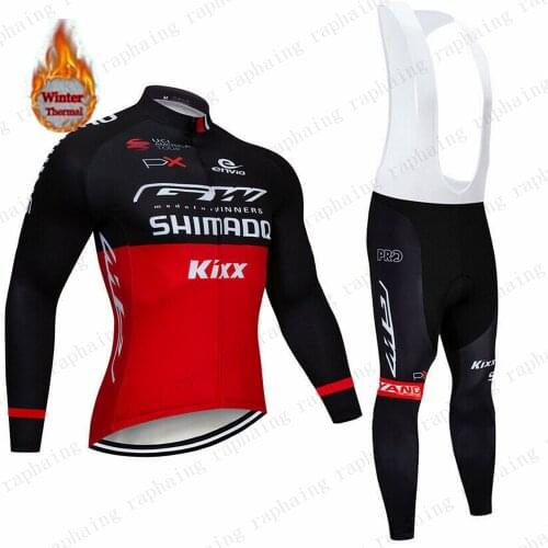 Warm 2021 Winter Thermal Fleece Cycling Clothing Mens Jersey Suit Outdoor Riding Bike Clothes MTB Long Bib Pants Set Shimanoful