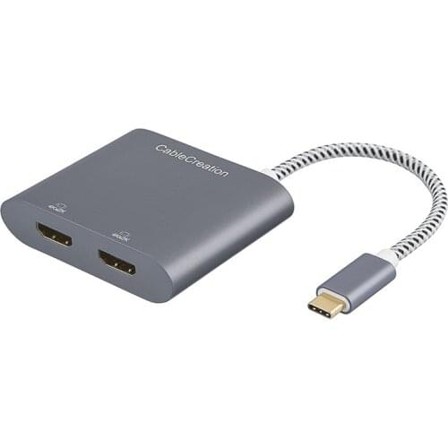 USB-C to Dual HDMI 4K,USB Type C (Compatible Thunderbolt 3) to 2 HDMI Adapter, Compatible MacBook Pro/MacBook/iMac 2017