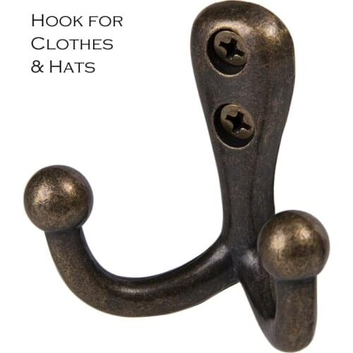 Screw included Heavy Duty zinc alloy material Rustic Bronze Color Clothes and hats Hanger dual Hooks