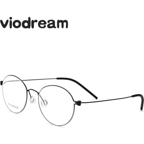 Viodream Hand made Titanium Circular no Screw Eye Glasses Frame Pure Titanium Full Prescription Eyewear Spectacle Frame Oculos