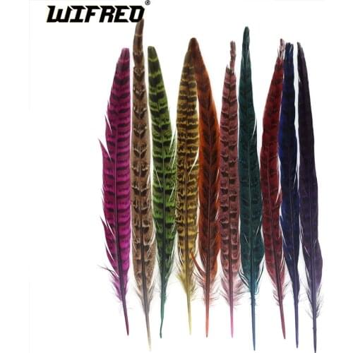 5PCS] Ring Neck Pheasant Tail Feather for Fly Tying Nymphs Size 32cm / 12" Natural Green Red Blue Colors