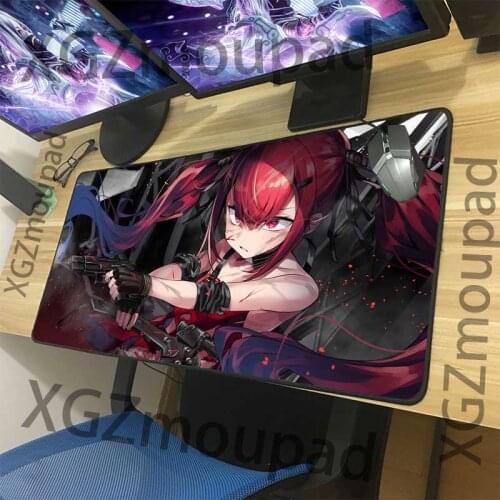 XGZ Custom Red Hair Loli Gunner Big Game Mouse Pad Black Lock Edge Girl Frontline Manga PC Notebook Table Mat Non-slip Carpet