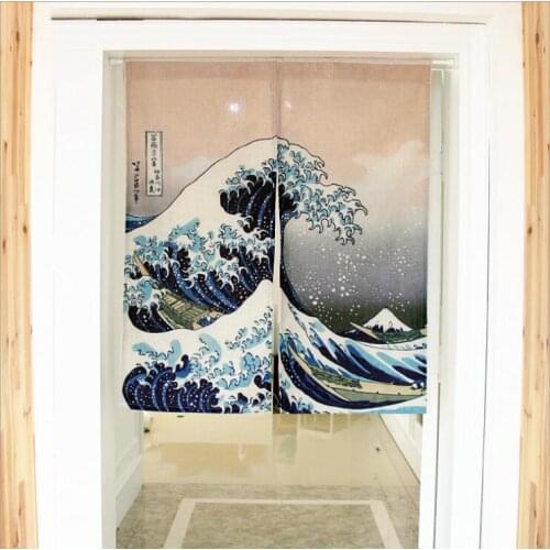 Hot Japanese Cotton Linen Kitchen Curtains Fish Dragon Door Valance Half Curtains Customized Bedroom Door Curtain