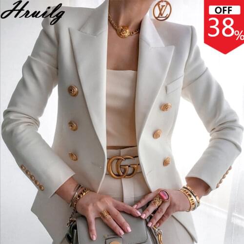 Women Jacket Coat Long Sleeve Turn-down Collar Double Button Design Casual Slim Fashion Coat Women Clothes Lady Jackets