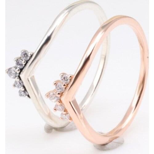 Bewill Authentic S925 Sterling Silver Crown Ring Crown Wishing Bone Ring For Women Female Original Jewelry