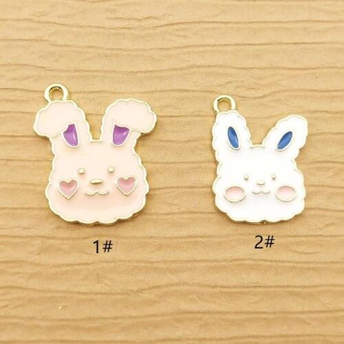 10pcs enamel rabbit charm for jewelry making fashion earring pendant bracelet charm necklace charms diy finding