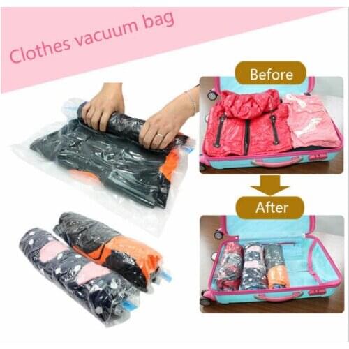 2019 New Home Vacuum Bag for Clothes Storage Bag With Valve Transparent Border Foldable Compressed Organizer Saving Seal Packet