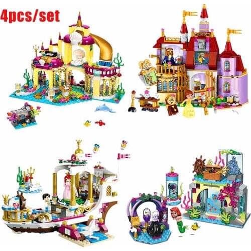 New Disney Movie Cartoon Character 3pcs Mermaid Ship Model Building Block Set Childrens Toys Childrens Gifts