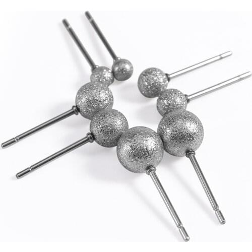 30pcs/lot Stainless Steel Frosted Round Ball Shape Classic Stud Earrings For Women Fashion Jewelry Men Fashion Piercing Jewelry