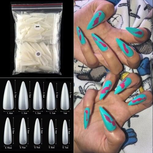 500pcs/oppWhite/Natural/Clear Nail Tips Long Stiletto Nails Fake Full Cover Flase Nails Artificial Press on Nails for Women DIY