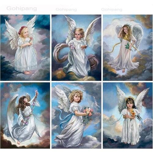 5D Diamond Painting Angel Cross Stitch Children Mosaic Photo Little Angel Diamond Embroidery Set Rhinestone Home Decoration Gift