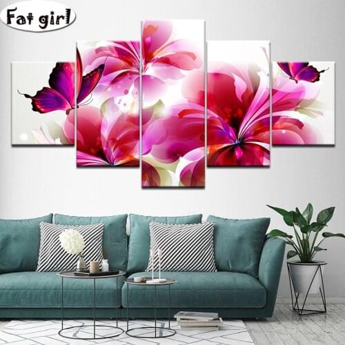 Diamond Painting Pink flower butterfly Diamond Mosaic Drill Square round Tools Diamond Embroidery packing diamond cross stitch