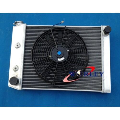 Aluminum Radiator & 14''FAN for FORD Cortina 6 cylinder TC TD TE TF 1972-1982 AT
