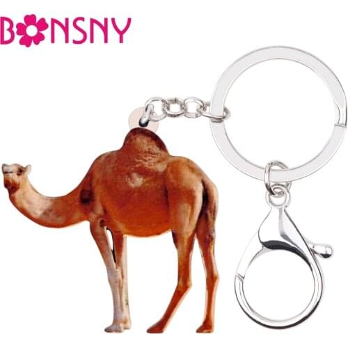 Bonsny Acrylic African Desert Camel Llama Key Chains Keychains Rings Unique Animal Jewelry For Women Girls Car Bag Purse Charms