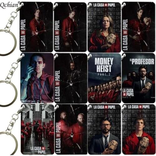Spain TV La Casa De Papel Keychains The House of Paper Keyring Money Heist Salvador Dali Funny figure print Men Women Jewelry