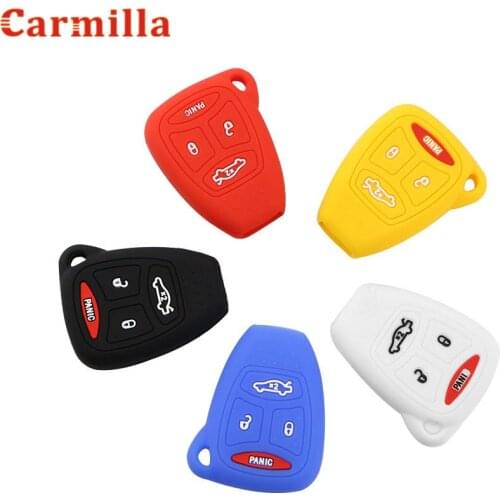 Carmilla Car key case For Jeep Wrangler Compass Jeep Liberty CHRYSLER 300C 4 Buttons Remote protect silicone rubber cover case