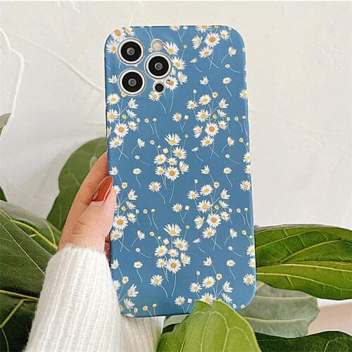 Art Floral Daisy Phone Case For iPhone 12 11 Pro Max X XR XS Max 7 8 Plus SE 2020 Fashion Daisy Flower Case Soft TPU Back Cover