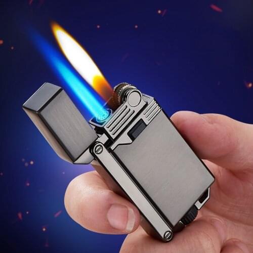 Two Flames Turbo Lighter Flint Gas Lighter Metal Lighters Smoking Accessories Windproof Cigarettes Lighters Gadgets For Men