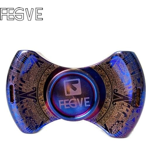 FEGVE MaYa Fidget Spinner Hand Spinners Metal Finger Leopard Carving Grilled Blue Titanium Alloy EDC Handspinner Toy gifts kids