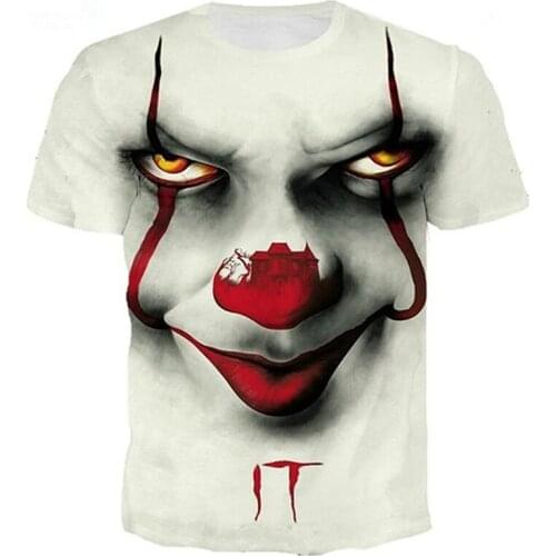 New Cool Man Funny Clown T-shirt Top 3D Short-Sleeved O-Neck Shirt Fashion Tide Brand Summer Size XXS-6XL