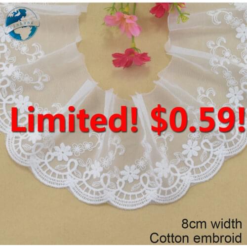 8cm width Cotton embroid lace sewing ribbon guipure lace african lace fabric trim warp knitting DIY Garment Accessorie#3063